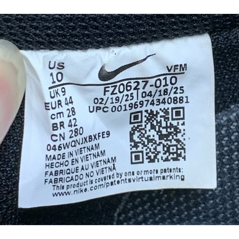 Nike Air Force 1 '07 Black White FZ0627-010 Men's Size 10 Low Top Sneakers